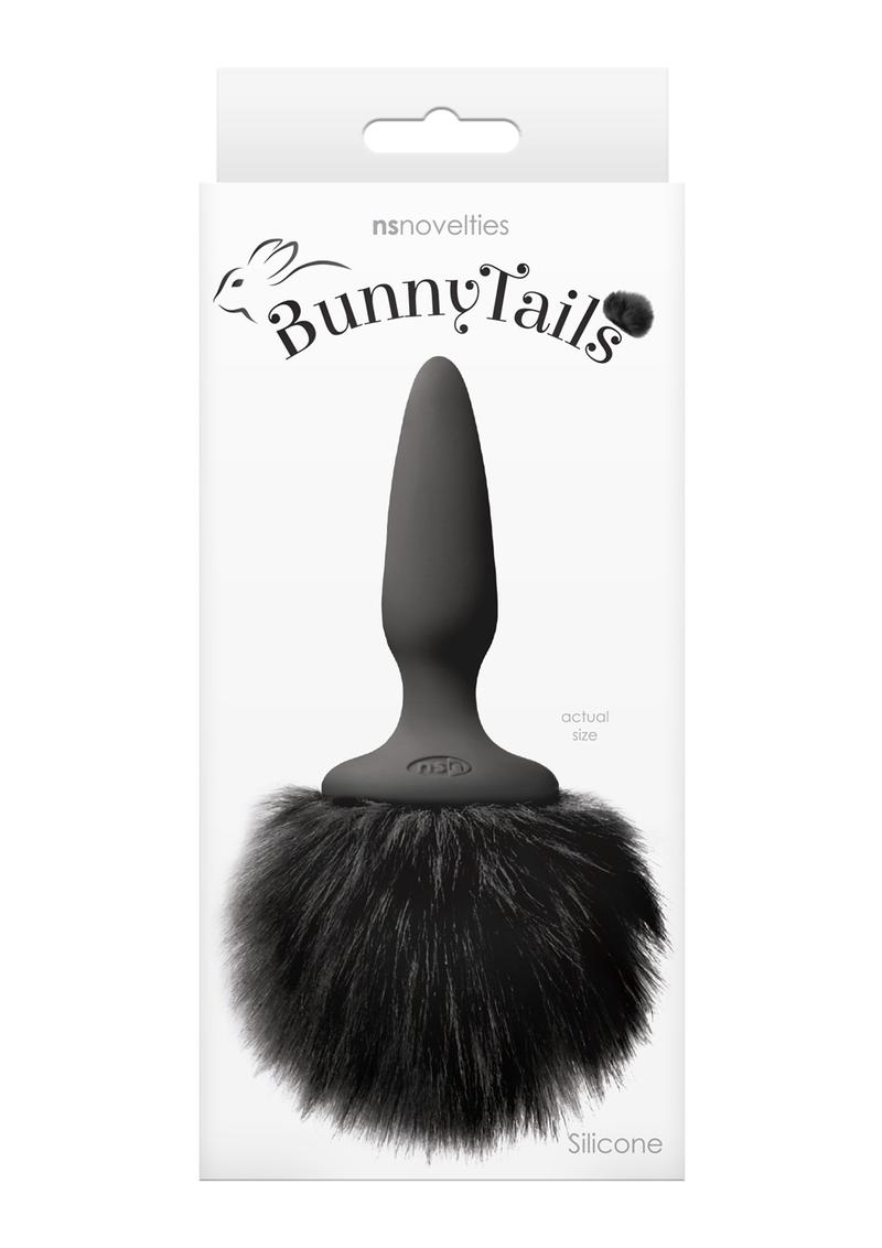 Bunny Tails Mini Silicone Butt Plug with Black Fluffy Tail