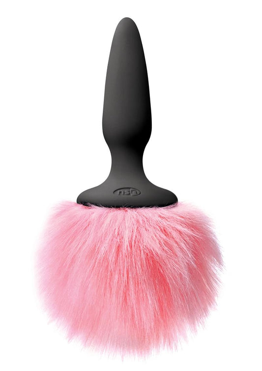 Bunny Tails Mini Silicone Butt Plug with Pink Fur