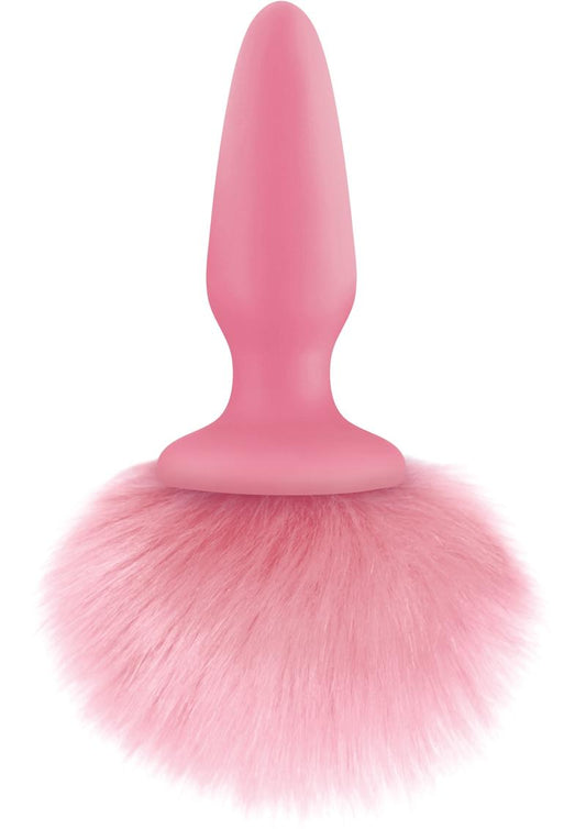 Bunny Tails Silicone Butt Plug with Fluffy Pink Tail