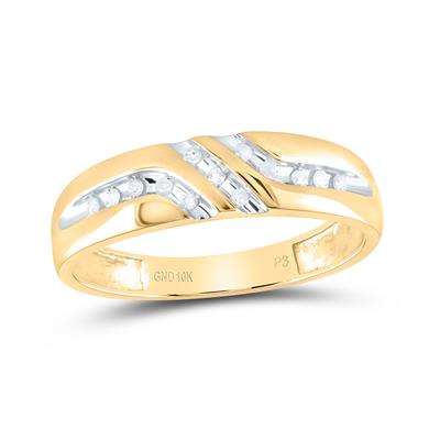 10k Yellow Gold Round Men's Diamond Wedding Band Ring 1/8 Cttw