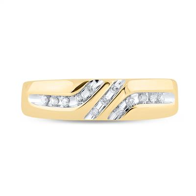 10k Yellow Gold Round Men's Diamond Wedding Band Ring 1/8 Cttw
