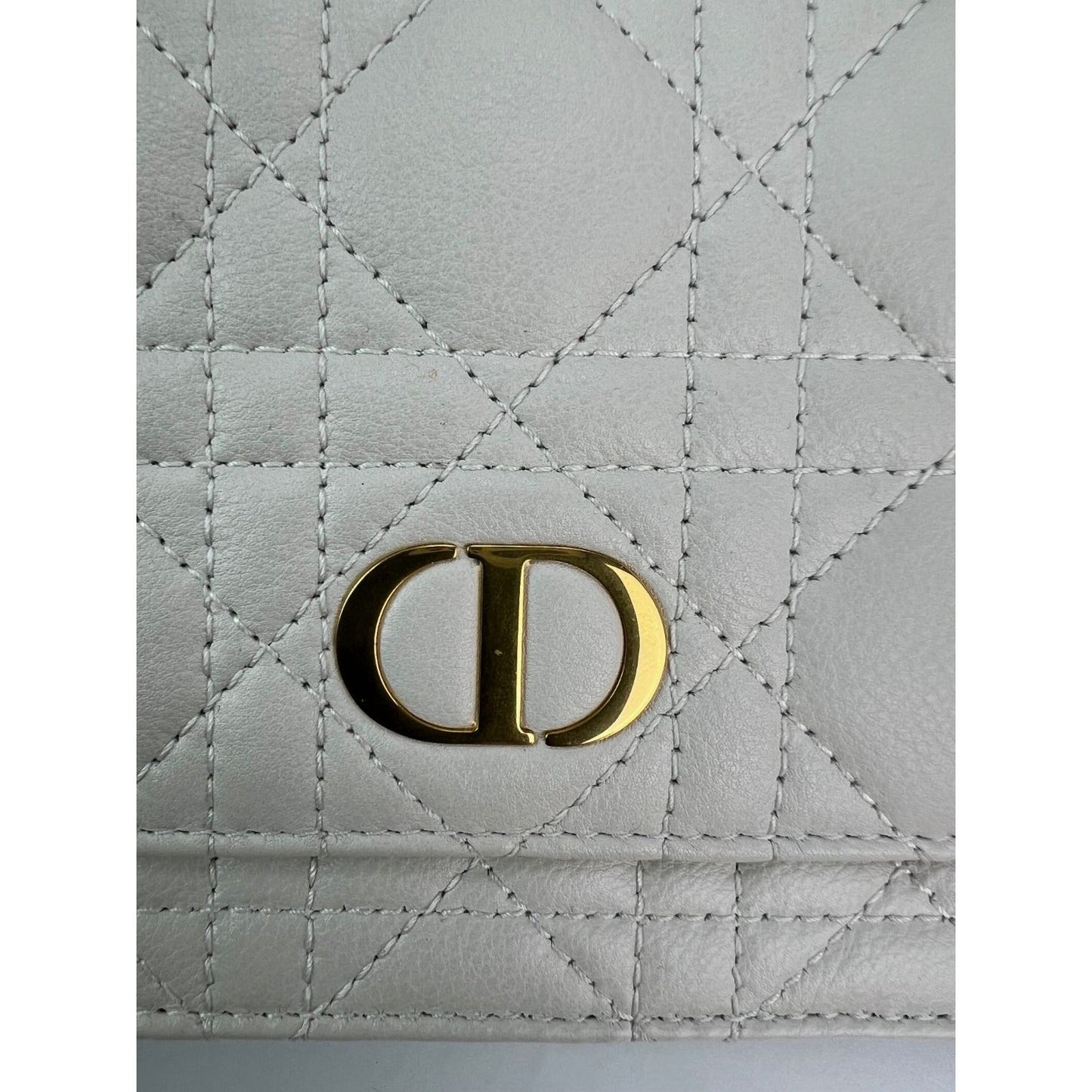 Christian Dior Caro Cannage White Leather Belt Bag Clutch