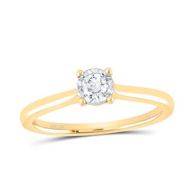 10k Yellow Gold Round Diamond Solitaire Ring 1/6 Cttw