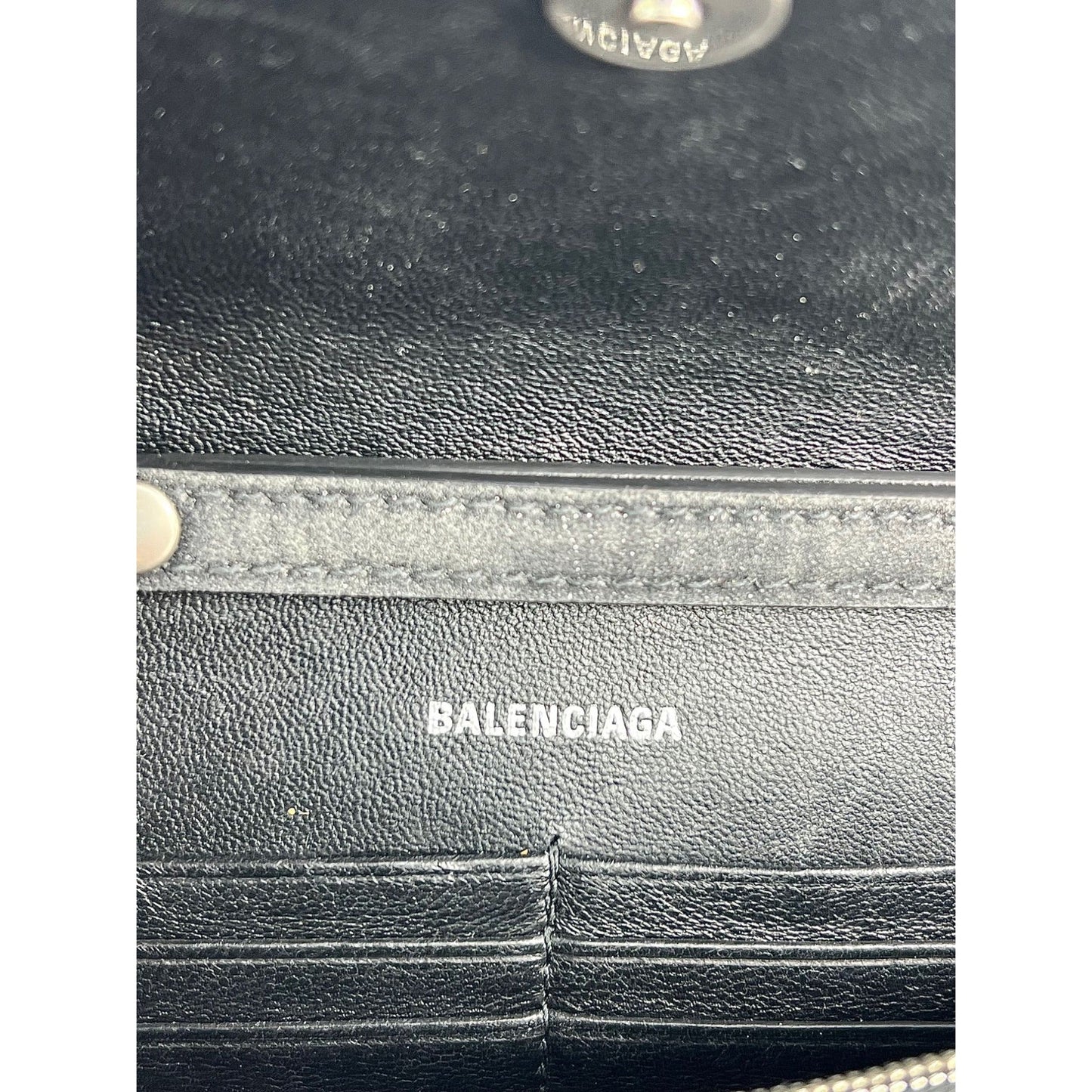 BALENCIAGA Hourglass Wallet On Chain Black Glitter Clutch Shoulder Bag