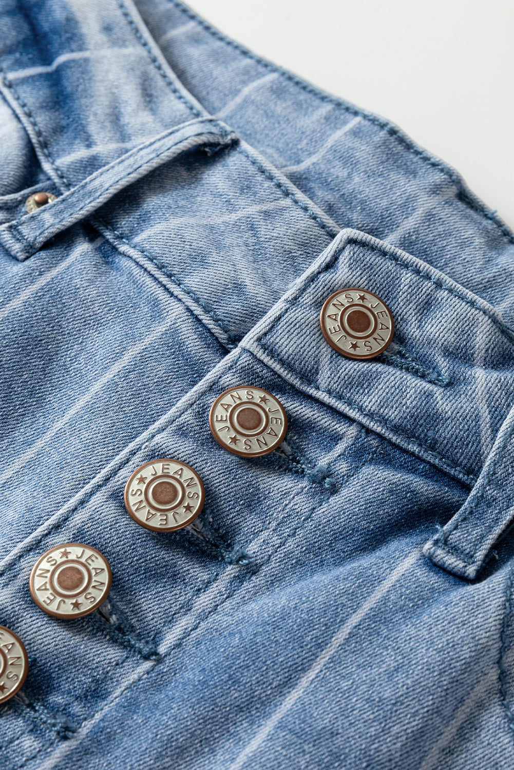 Beau Blue Wide Leg Jeans With Multiple Button Details