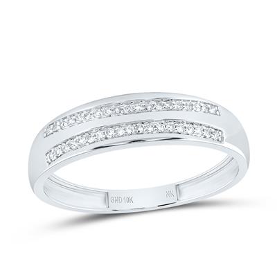 10K WG 1/2CTW-NATURAL DIAMOND SQUARE TRIO SET - HIS & HER WEDDING RING SET