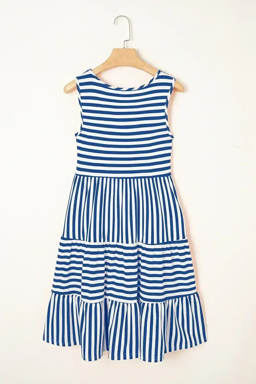 Black Stripe U Neck Sleeveless Loose Fit Mini Dress