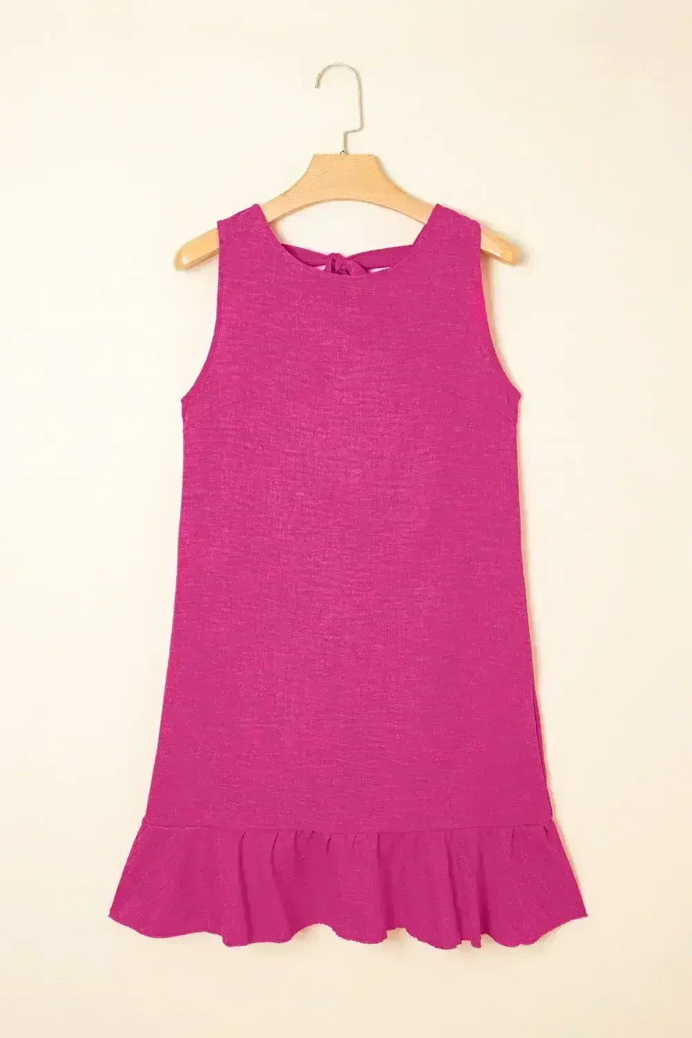 Ashleigh Blue Sleeveless Knot Backless Ruffle Hem Mini Dress