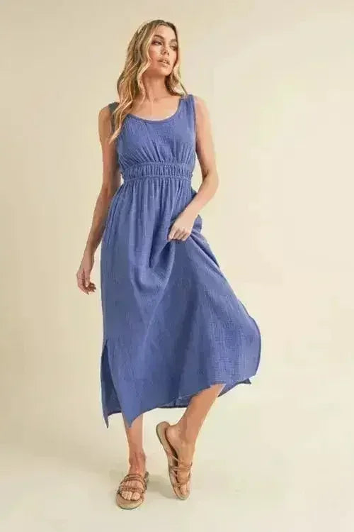 Aemi + Co Side Slit Round Neck Sleeveless Tank Dress