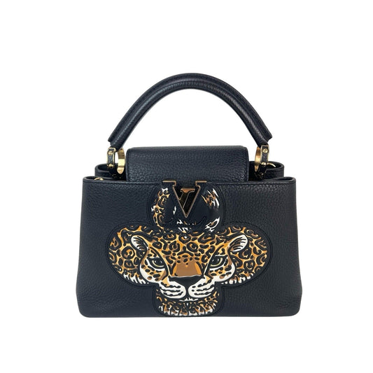 Louis Vuitton  Taurillon Capucines Trapped Leopard BB Black Shoulder Bag