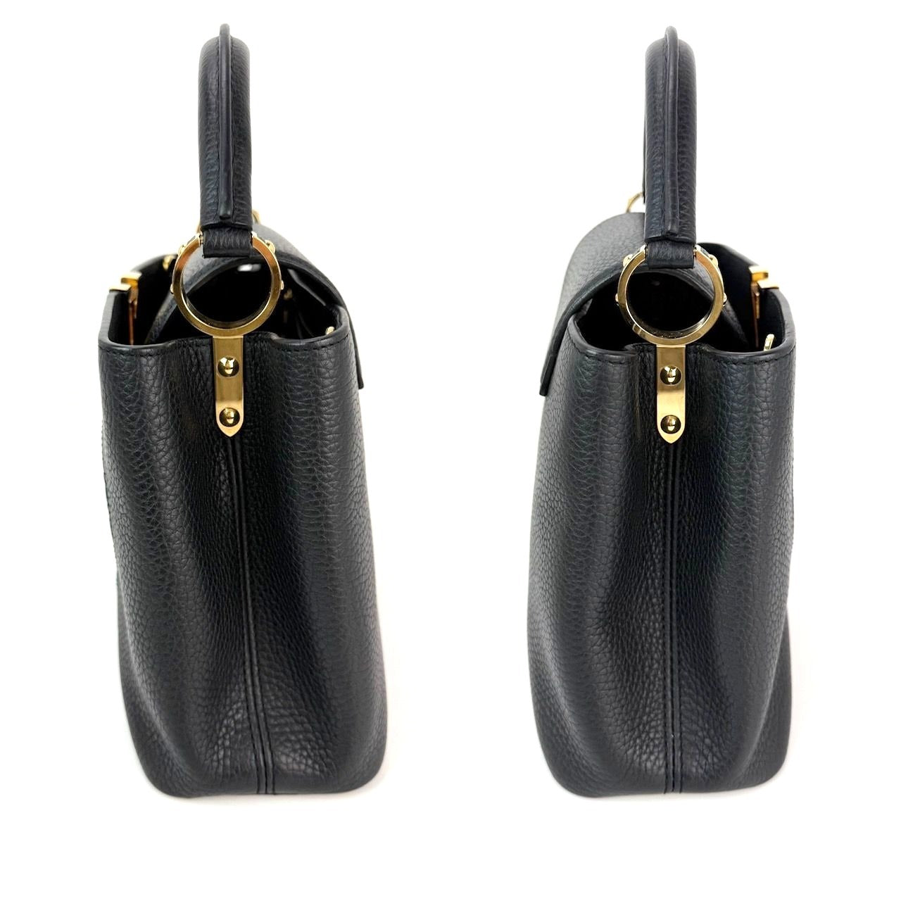 Sac à bandoulière Louis Vuitton Taurillon Capucines Trapped Leopard BB noir