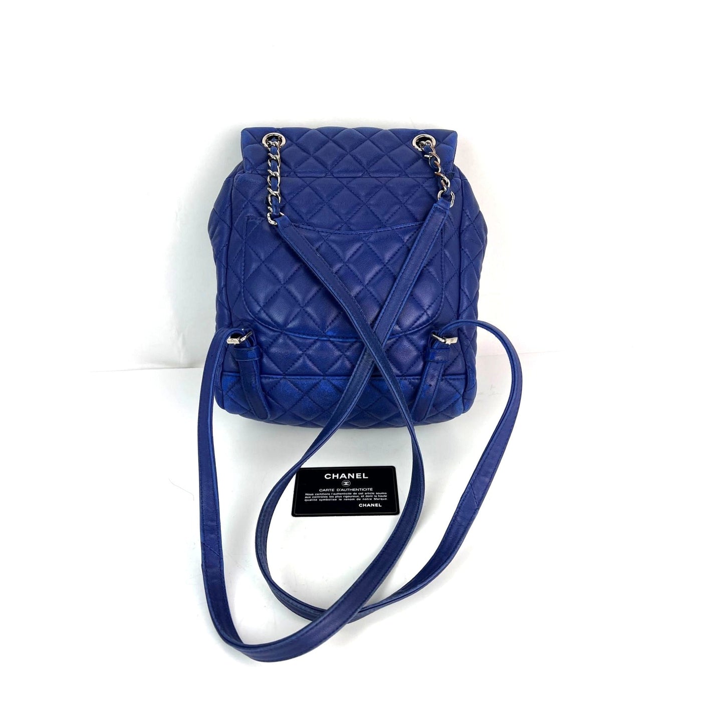 Petit sac à dos bleu Urban Spirit matelassé en cuir d'agneau Chanel
