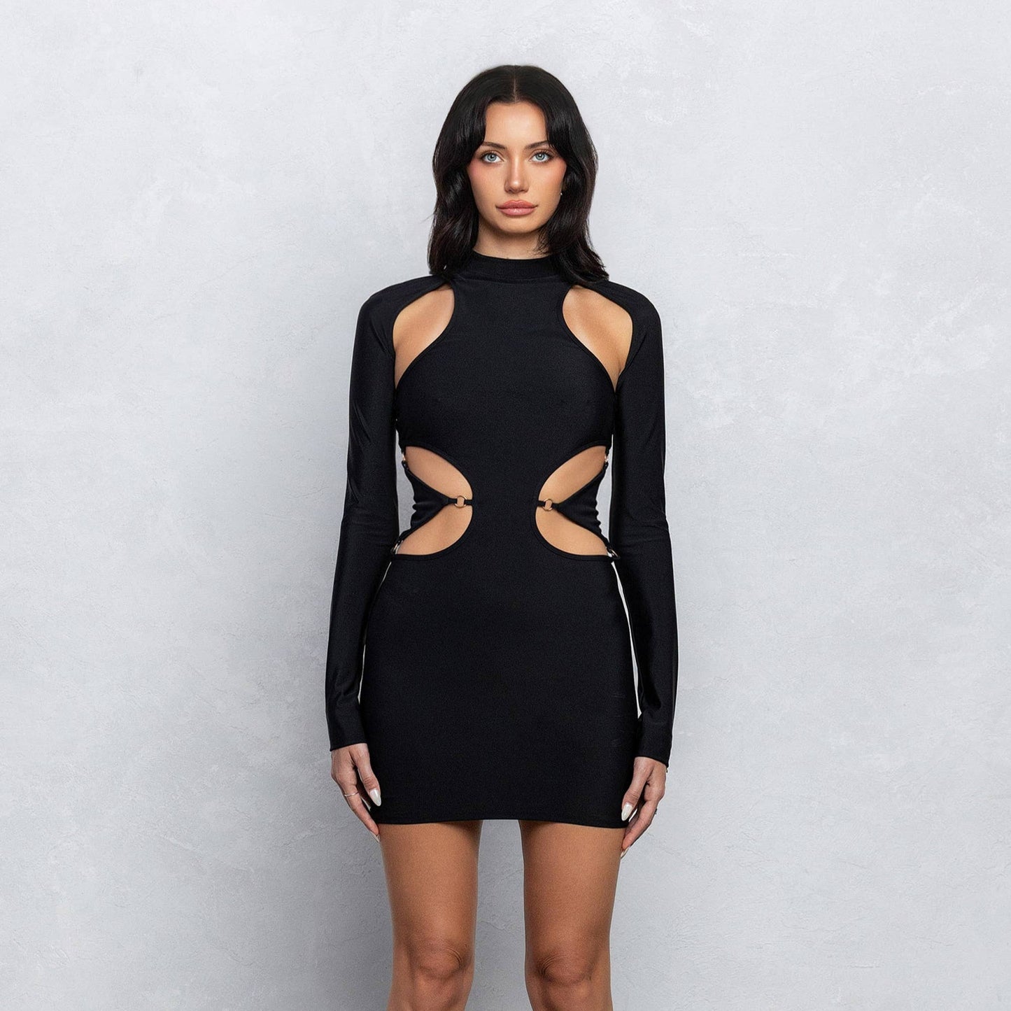 Eli Luxury Bodycon Cut-Out Mini Dress with Back Tie Detail