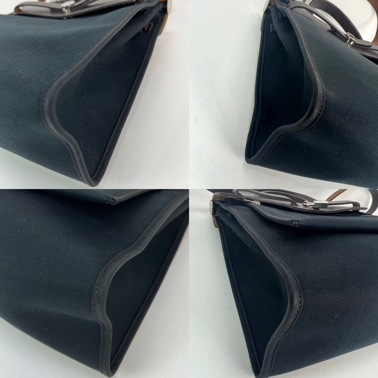 Hermes Toile vache Hunter Herbag zip 31 PM Black Ebene Shoulder Bag