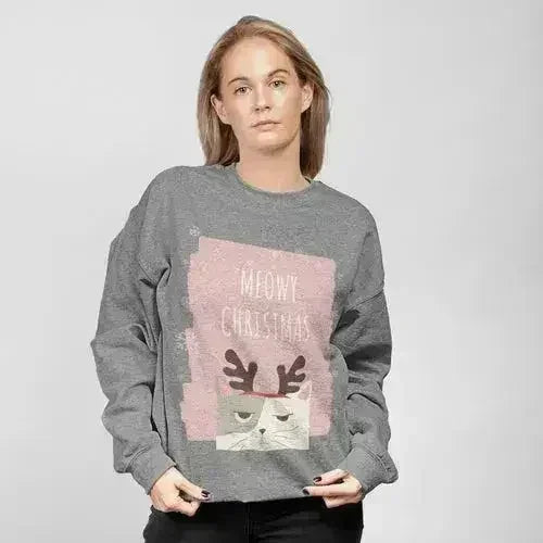 Meowy Christmas Sweatshirt - Festive Cat Loungewear | Femstylo