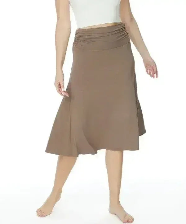 Bamboo Flared Skirt – Organic Mid-Length with Shirring