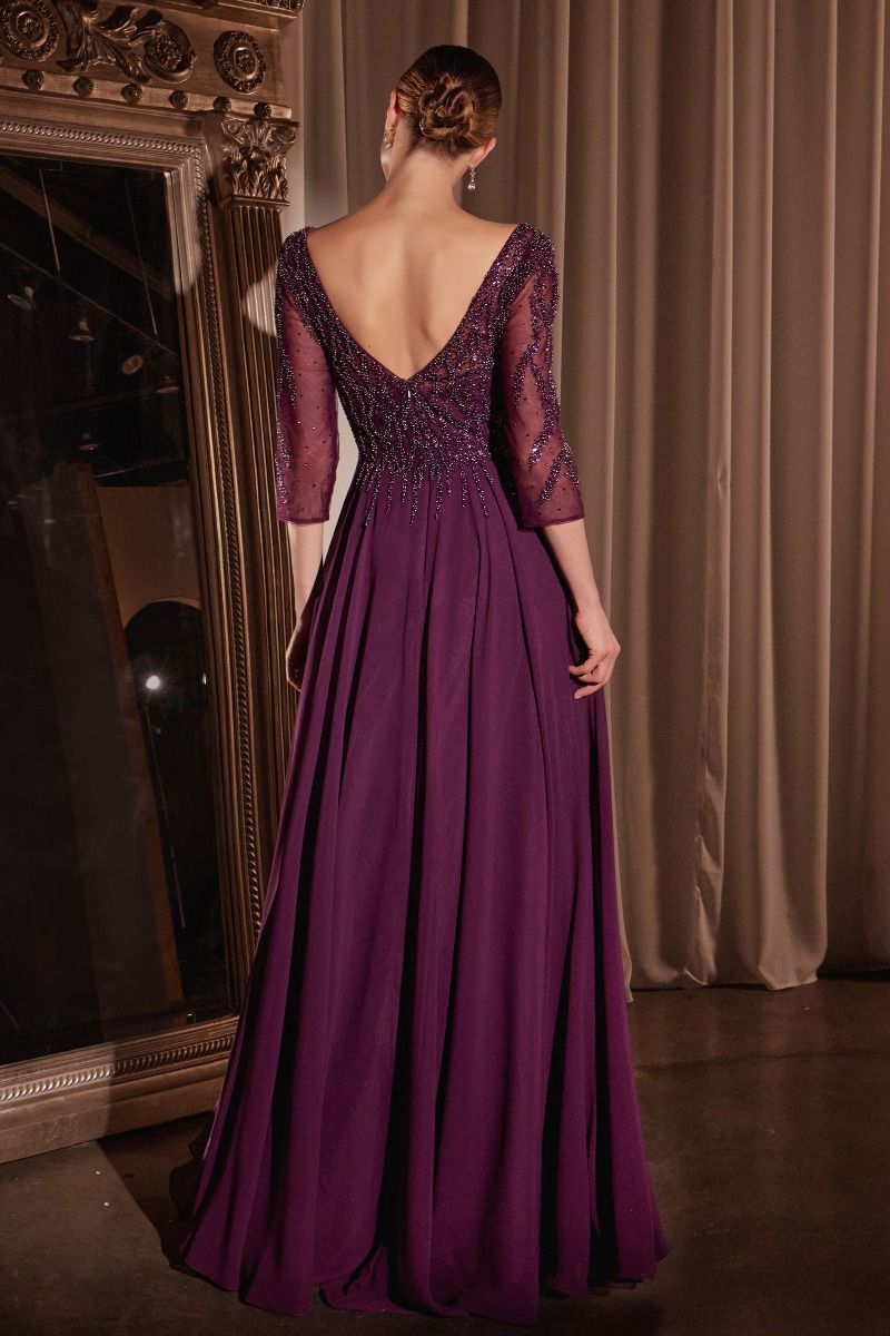 Chiffon A-Line Long Sleeve Gown