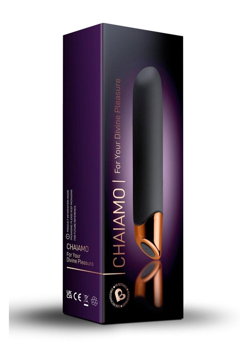 Chaiamo Rechargeable Silicone Vibrator Black with Rose Gold Accent
