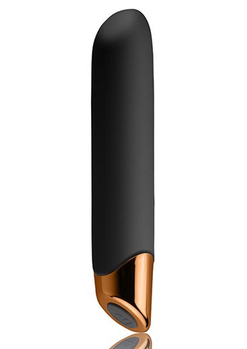 Chaiamo Rechargeable Silicone Vibrator Black with Rose Gold Accent