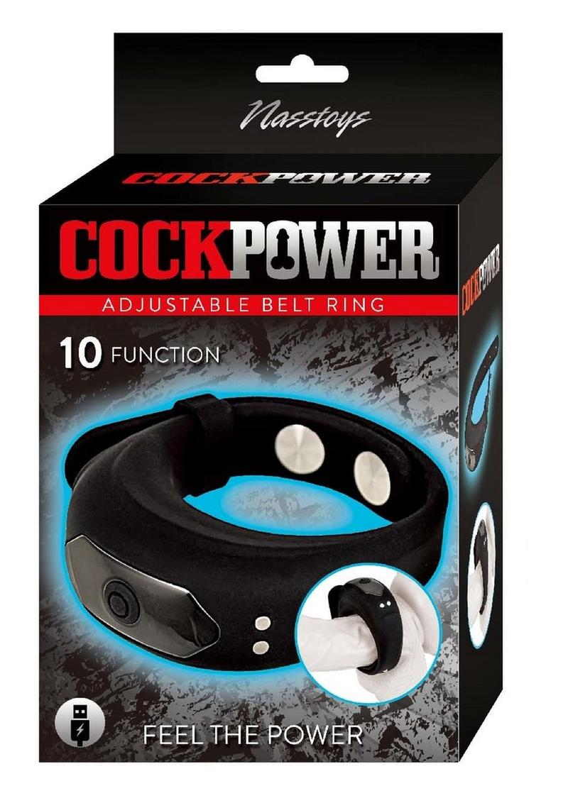 CockPower Adjustable Belt Ring Rechargeable Silicone Cock Ring