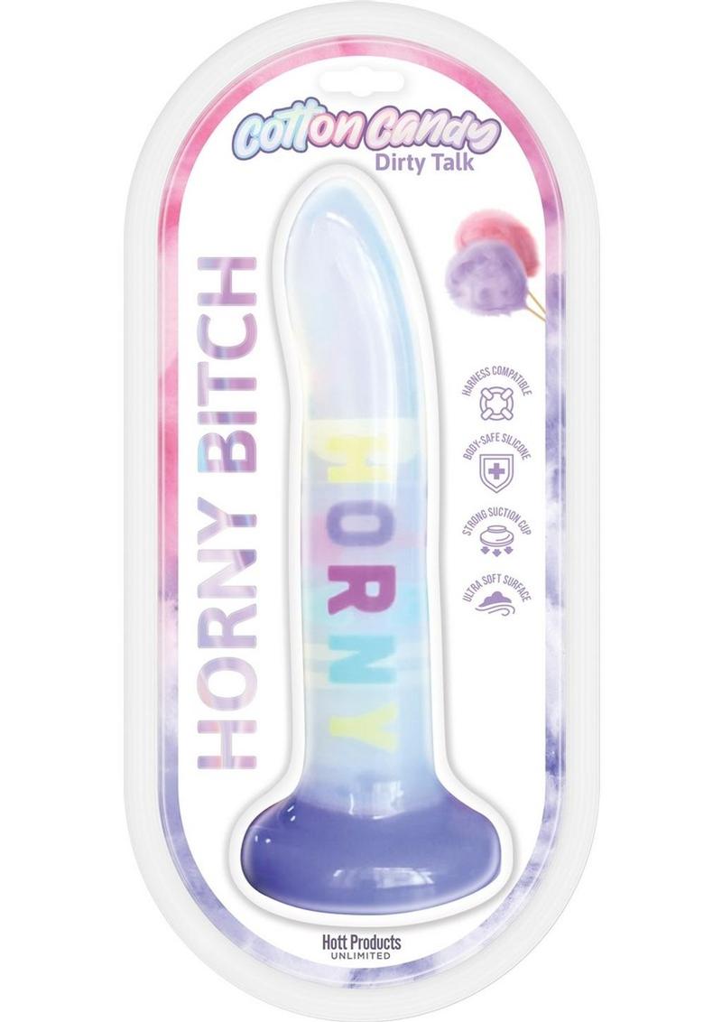 Cotton Candy Dirty Talk "Horny Bitch" Silicone Dildo
