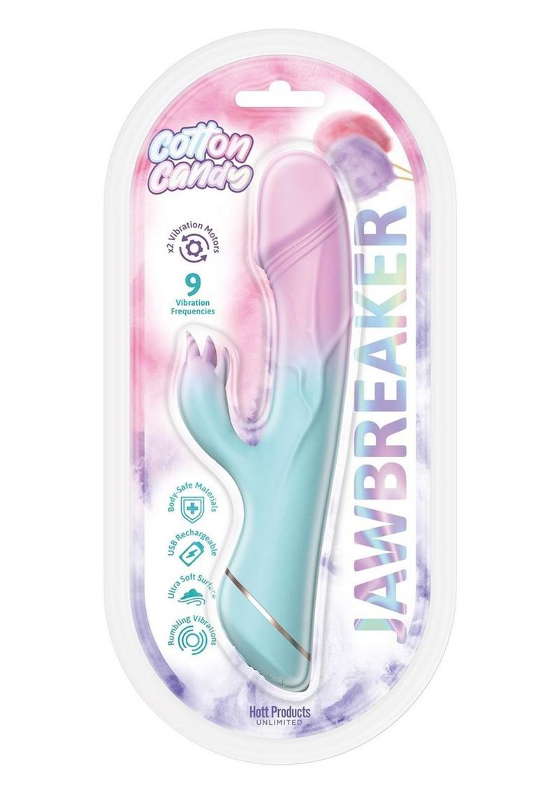 Cotton Candy Jawbreaker Silicone Rabbit Vibrator with Clitoral Stimulator