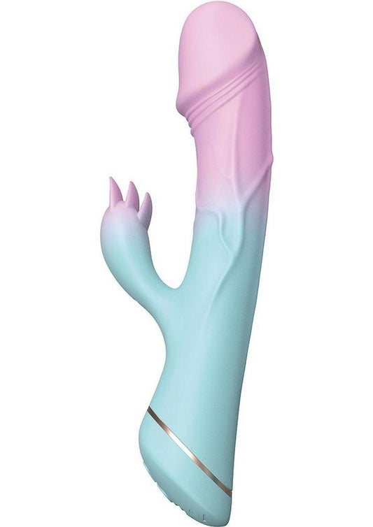 Cotton Candy Jawbreaker Silicone Rabbit Vibrator with Clitoral Stimulator