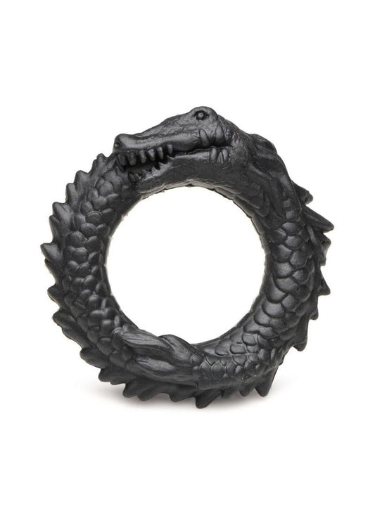 Creature Cocks Black Caiman Silicone Cock Ring Unique Design