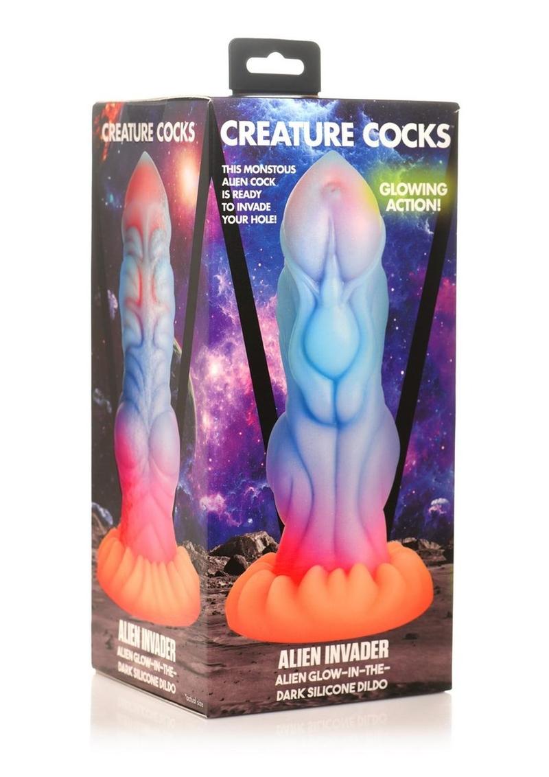 Creature Cocks Alien Invader Glow in the Dark Silicone Dildo