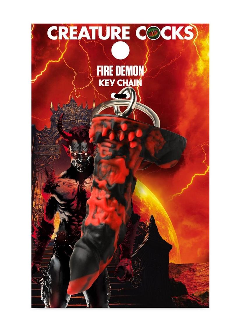 Creature Cocks Fire Demon Keychain With Durable Material