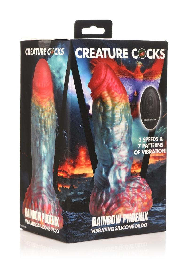 Creature Cocks Rainbow Phoenix Vibrating Silicone Dildo