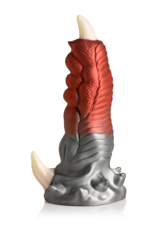 Talon White Silicone Dildo Silver Dragon Design