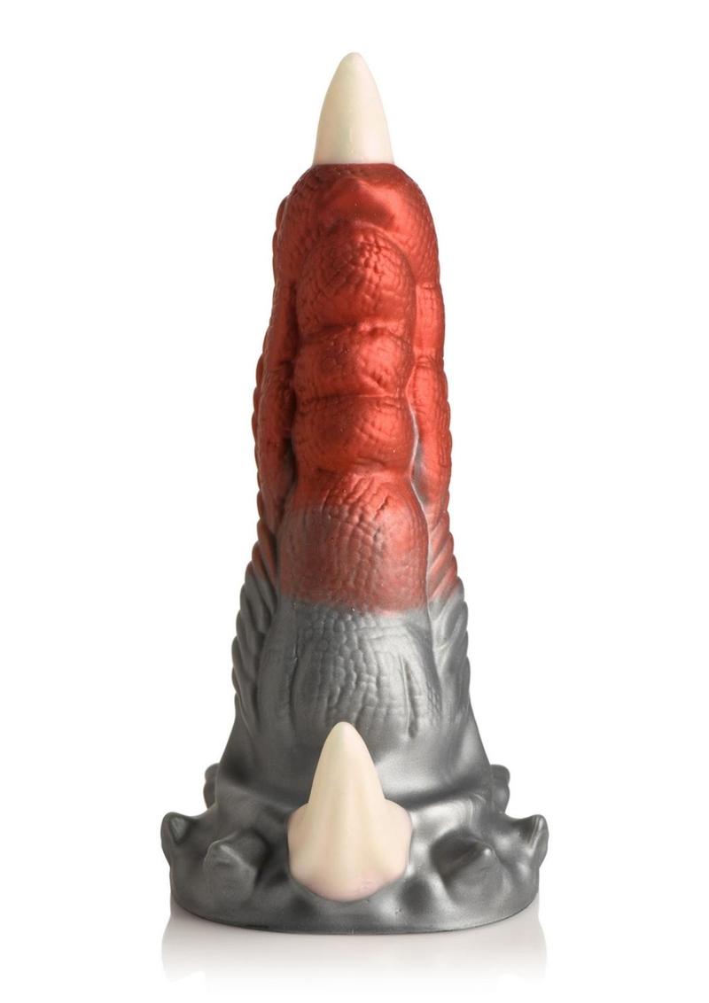 Talon White Silicone Dildo Silver Dragon Design