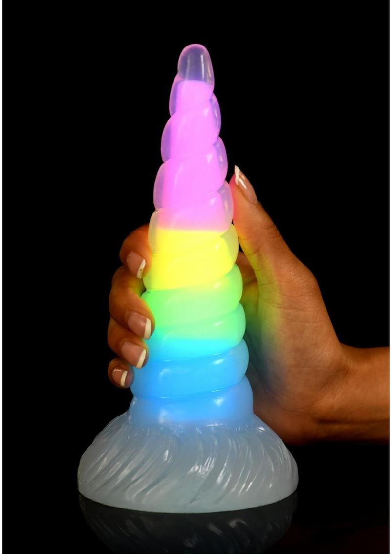Creature Cocks Uni-Glow Glow-in-the-Dark Rainbow Silicone Dildo