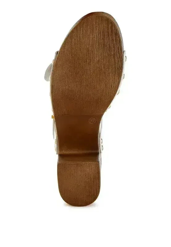 Ompasa Genuine Leather Clog Sandals