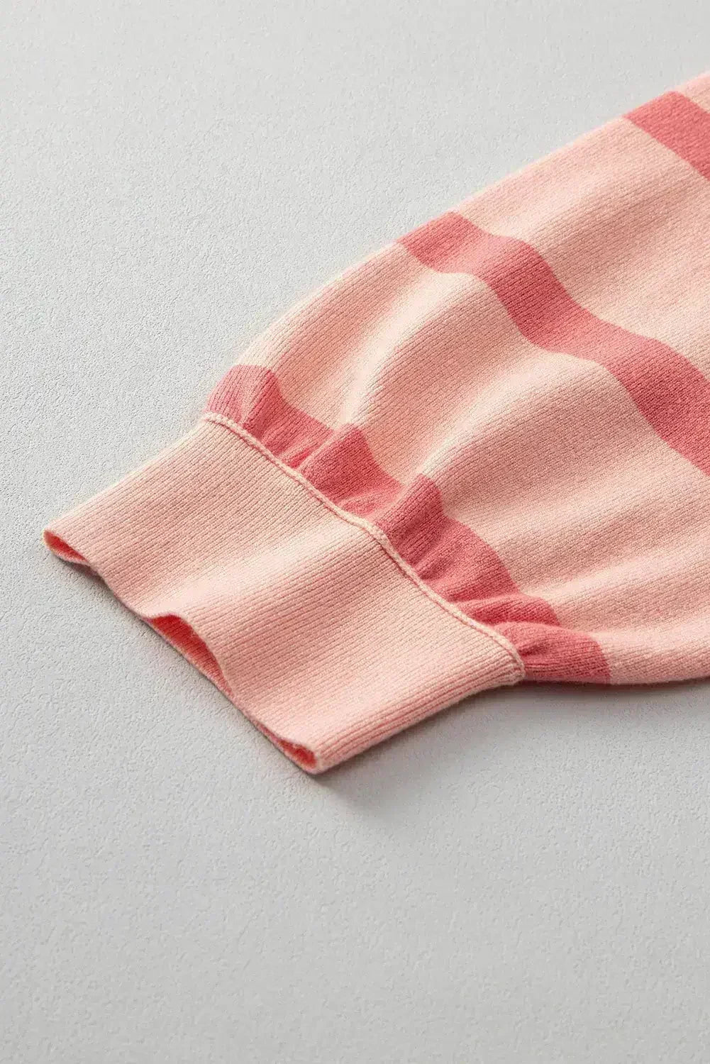 Pink Striped Patchwork Drop Shoulder Sweater