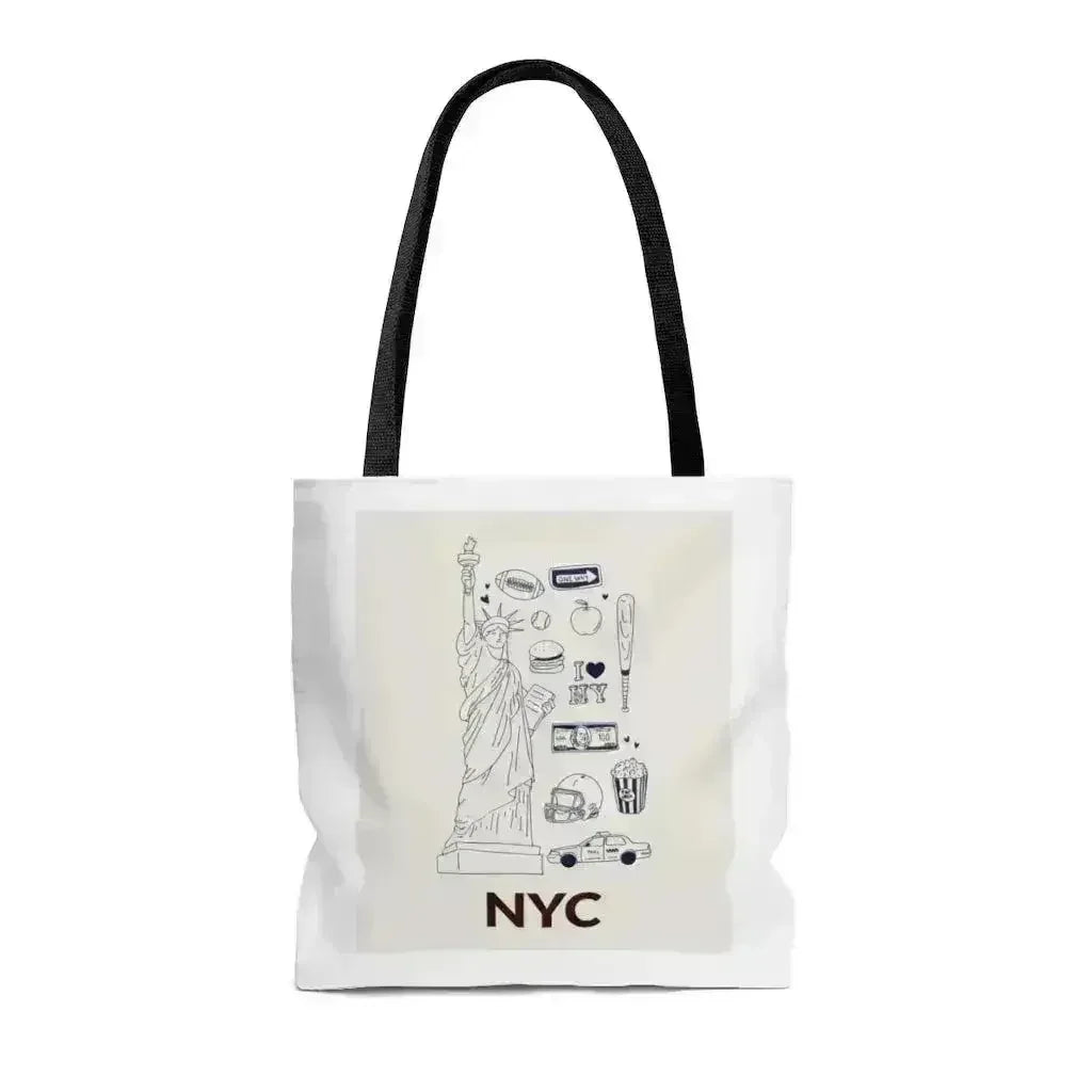 NYC Tote Bag - Medium Polyester Shopper with City Symbols