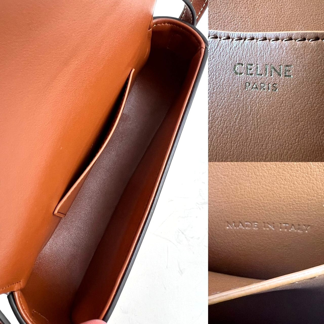 Celine Smooth Calfskin Tabou Clutch on Strap Tan Shoulder Bag