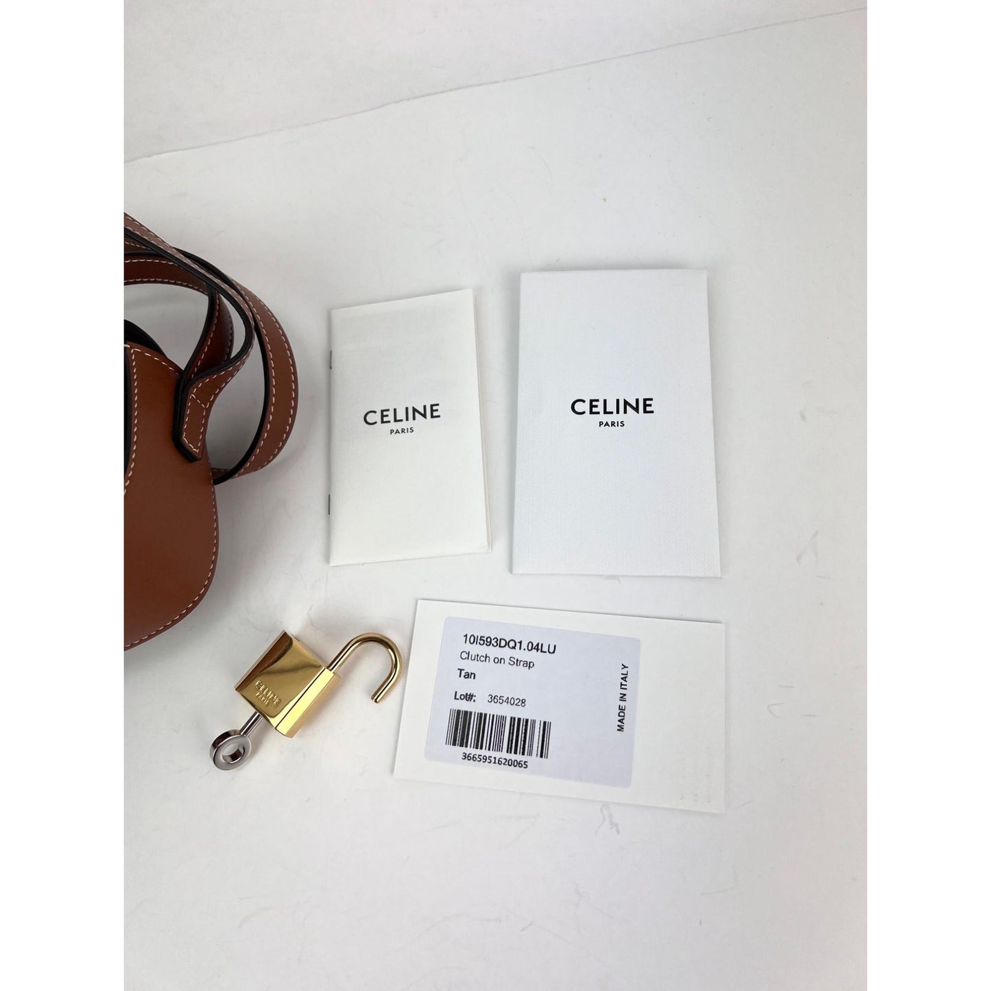 Celine Smooth Calfskin Tabou Clutch on Strap Tan Shoulder Bag