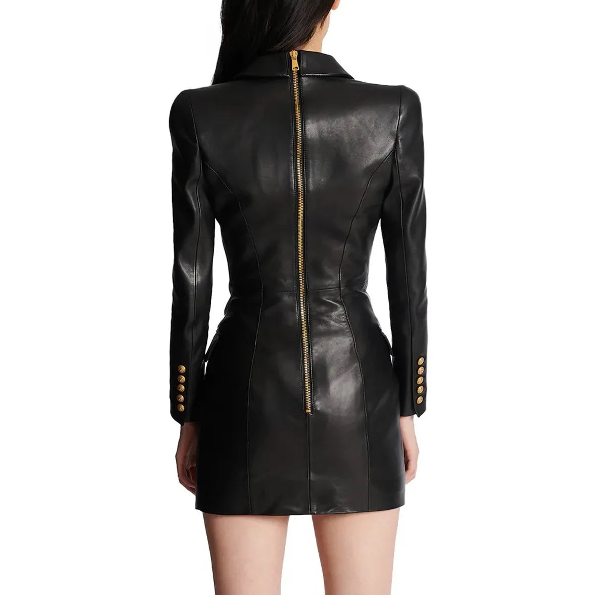 Women's PU Leather Blazer Dress 2025 - Slim Fit Office Suit, Minimalist Chic Work Attire