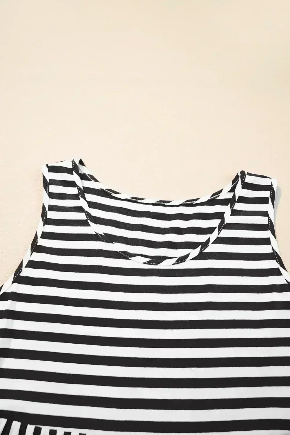 Black Stripe U Neck Sleeveless Loose Fit Mini Dress