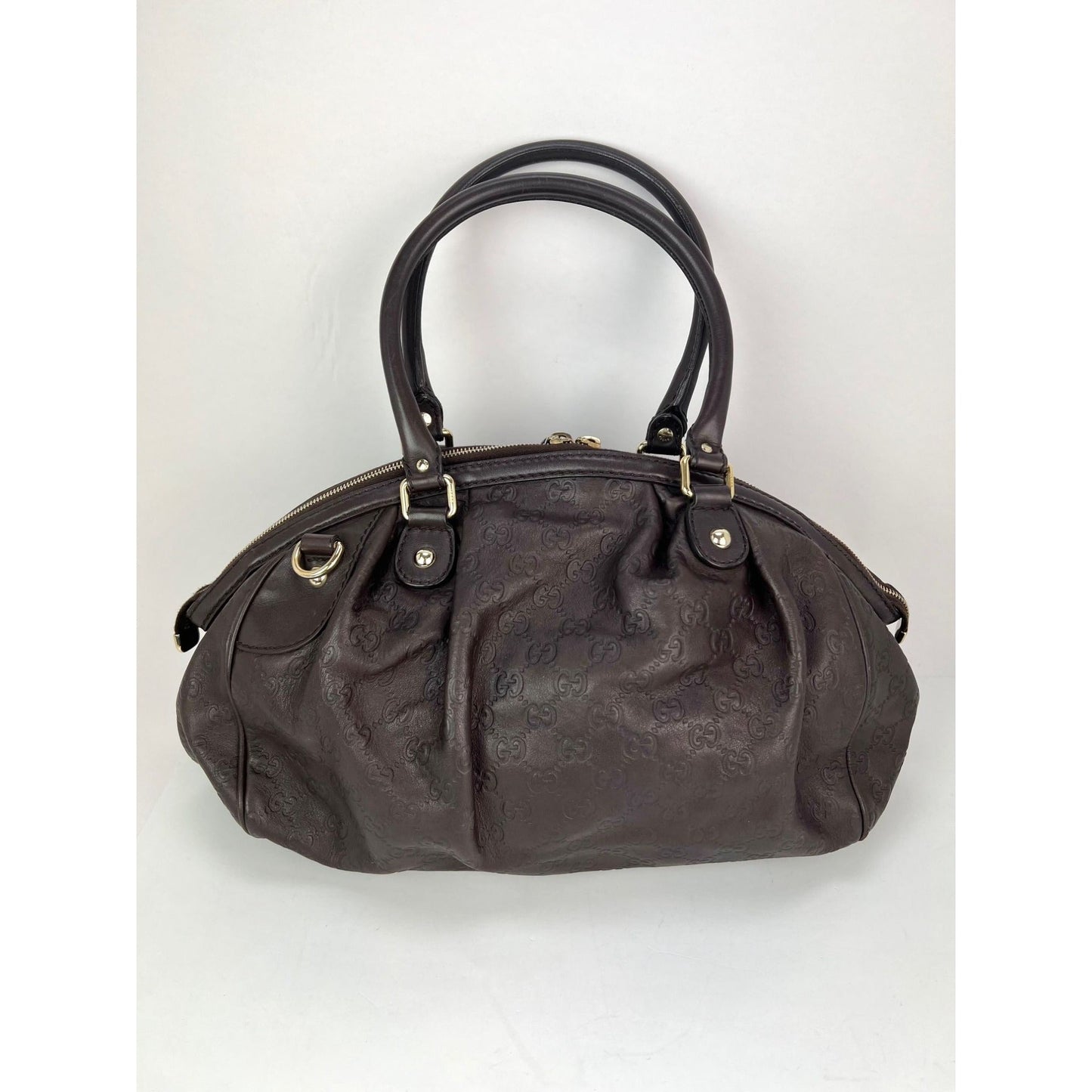 Gucci Sukey Medium Boston Guccissima Brown Leather Shoulder Bag