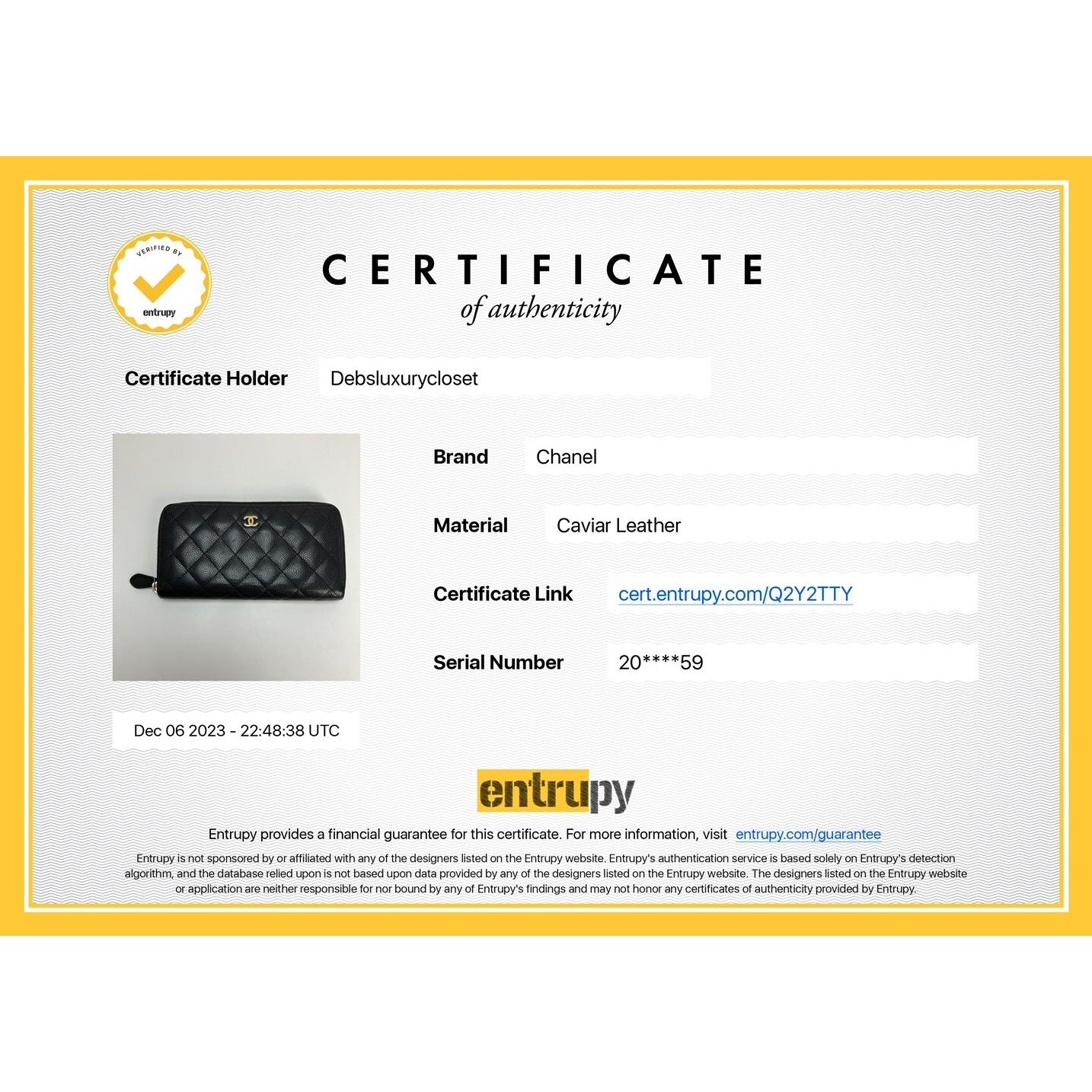 Chanel Caviar Quilted Large Gusset  Zip Around Black Wallet