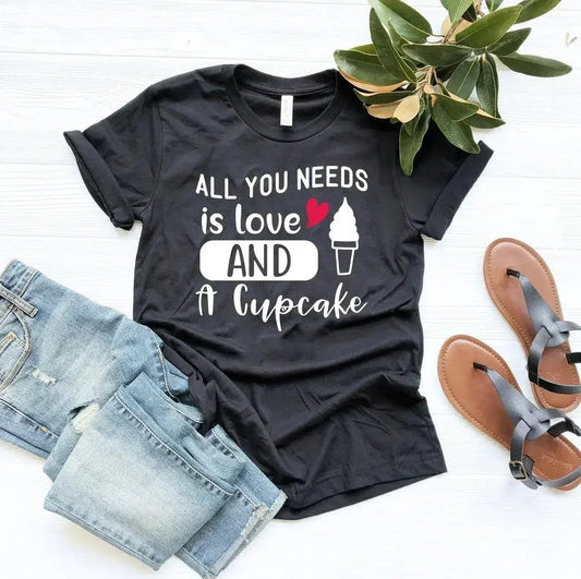 All You Need Is Love And Cupcake T-Shirt – Soft Cotton Tee