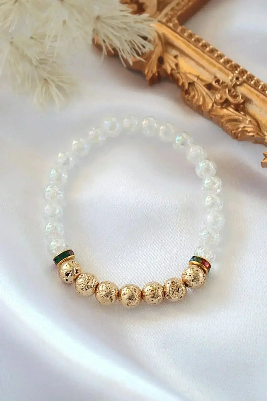 Aroma Diffuser Bracelet – Golden Lava Stone Elastic Bracelet