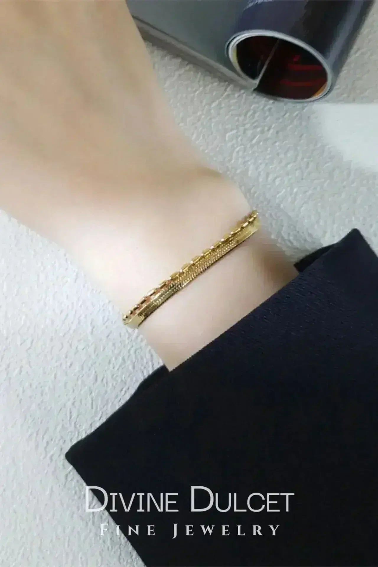 18K Gold Double Chain Bracelet - Flat & Link Style Adjustable Bangle | Femstylo