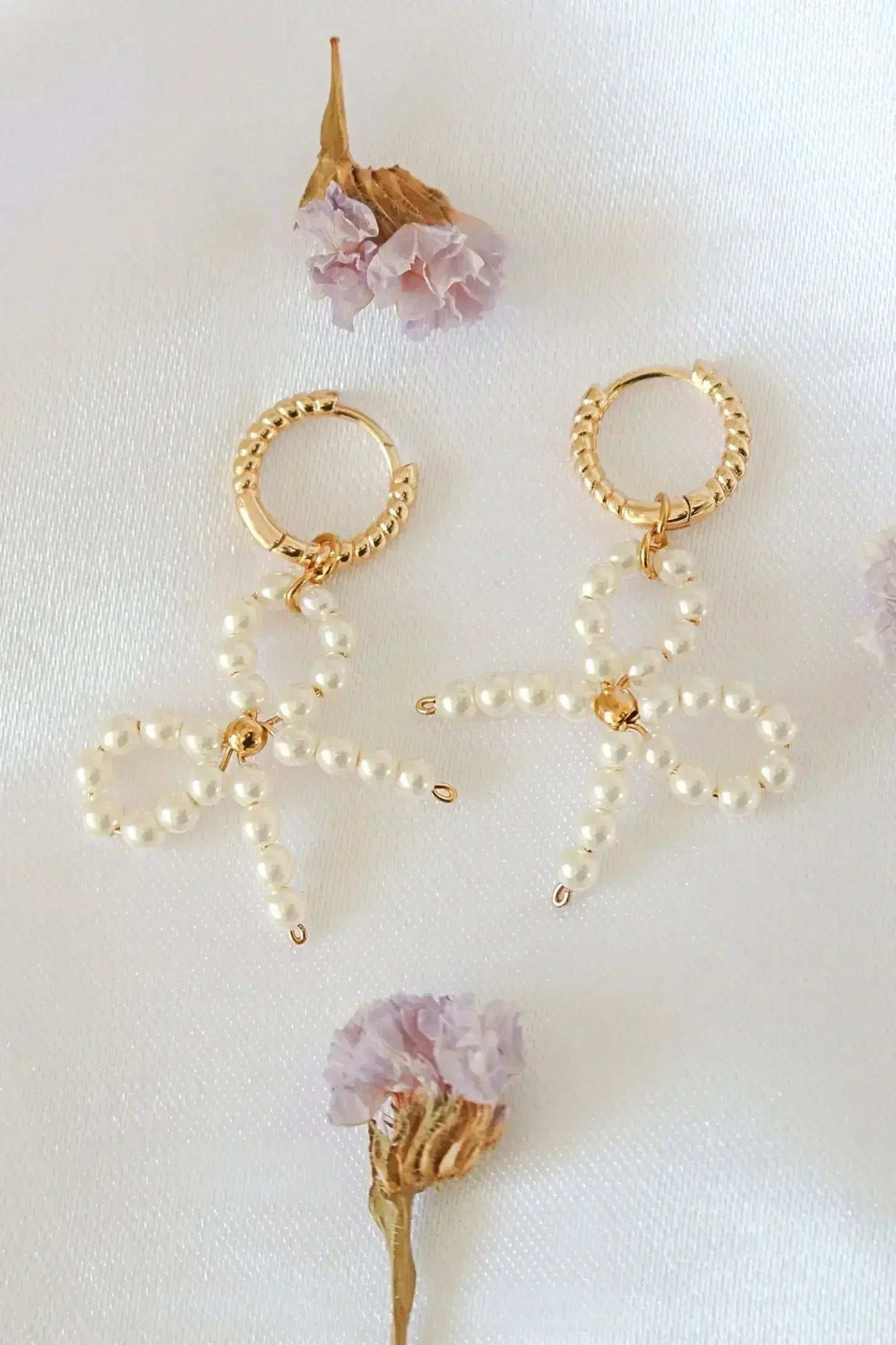 Miss Coquette Pearl Bow Earrings | Gold Plated Hypoallergenic -Femstylo
