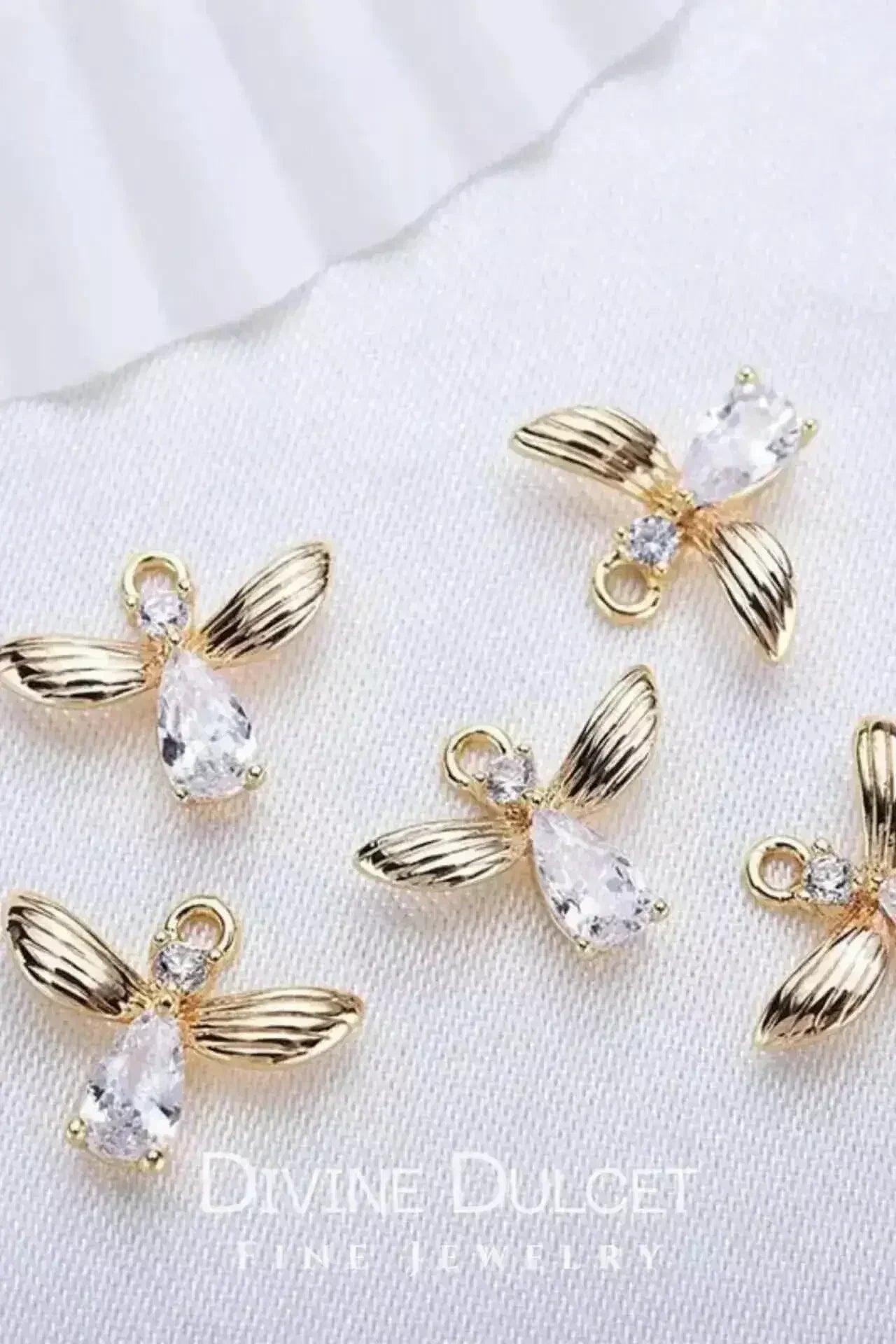 Bee Hook Earrings - 18K Gold & Cubic Zirconia | Femstylo