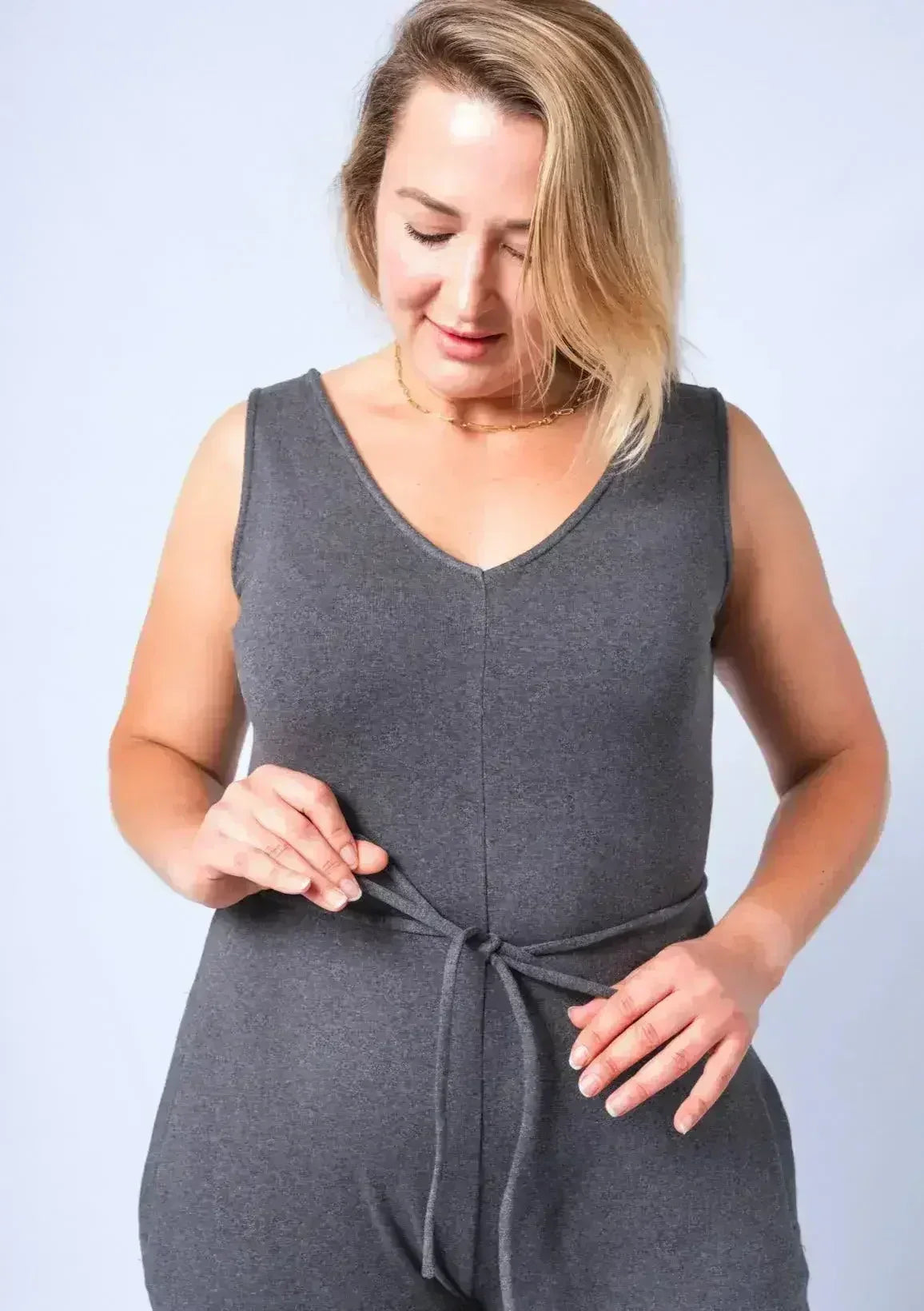 Axty V-Neck Jumpsuit - Versatile Cotton Romper | Femstylo