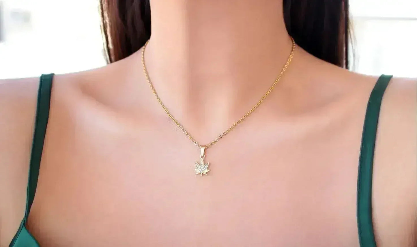24 Karats Dainty Cannabis Leaf Necklace